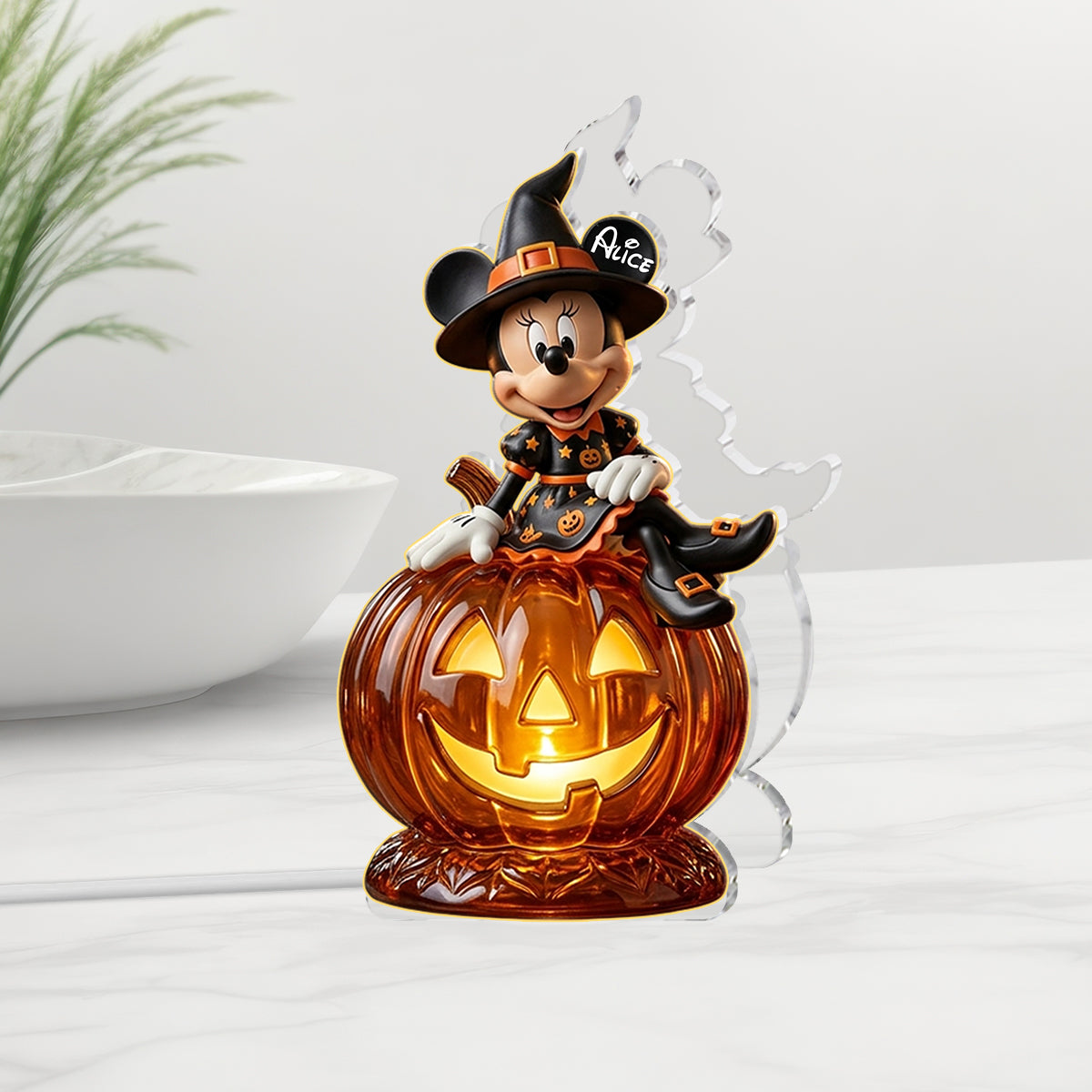 Personalized Pumpkin Witch Acrylic LED Night Light Gift Acrylic LED Night Light GradoCreations