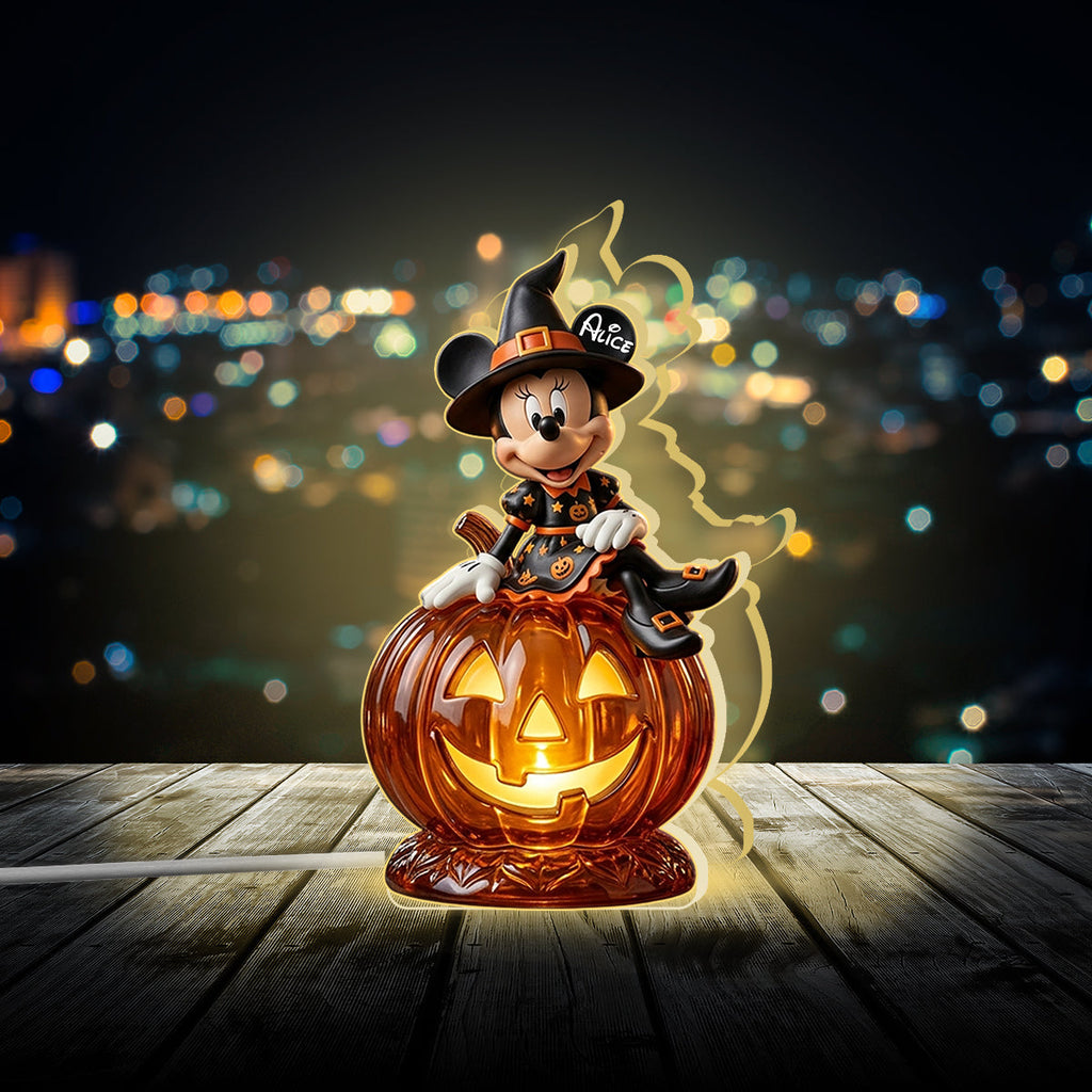 Personalized Pumpkin Witch Acrylic LED Night Light Gift Acrylic LED Night Light GradoCreations