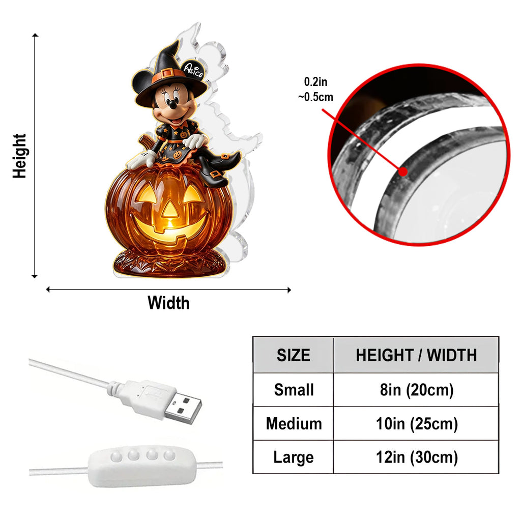 Personalized Pumpkin Witch Acrylic LED Night Light Gift Acrylic LED Night Light GradoCreations
