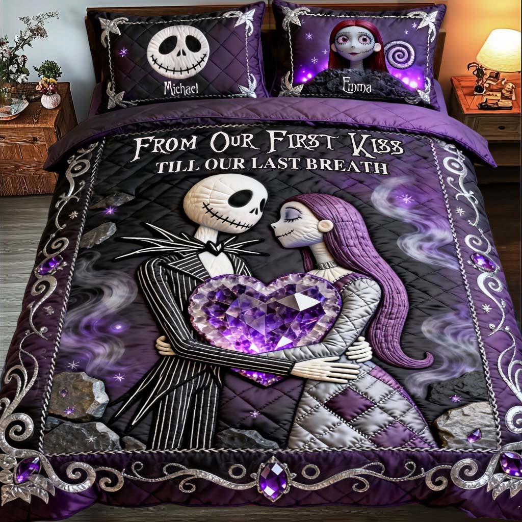 Personalized Nightmare Before Christmas Quilt Set for Couples Quilt Set GradoCreations