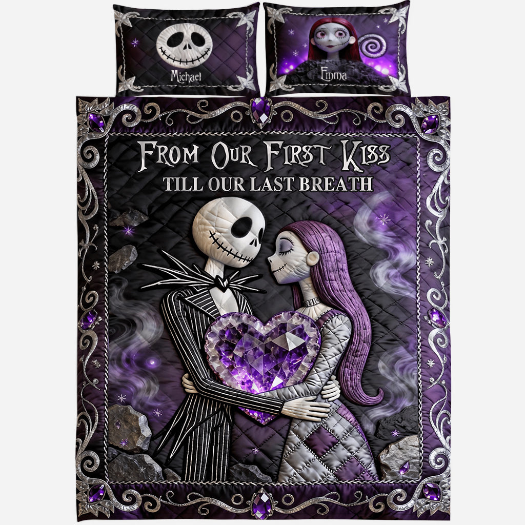 Personalized Nightmare Before Christmas Quilt Set for Couples Quilt Set GradoCreations