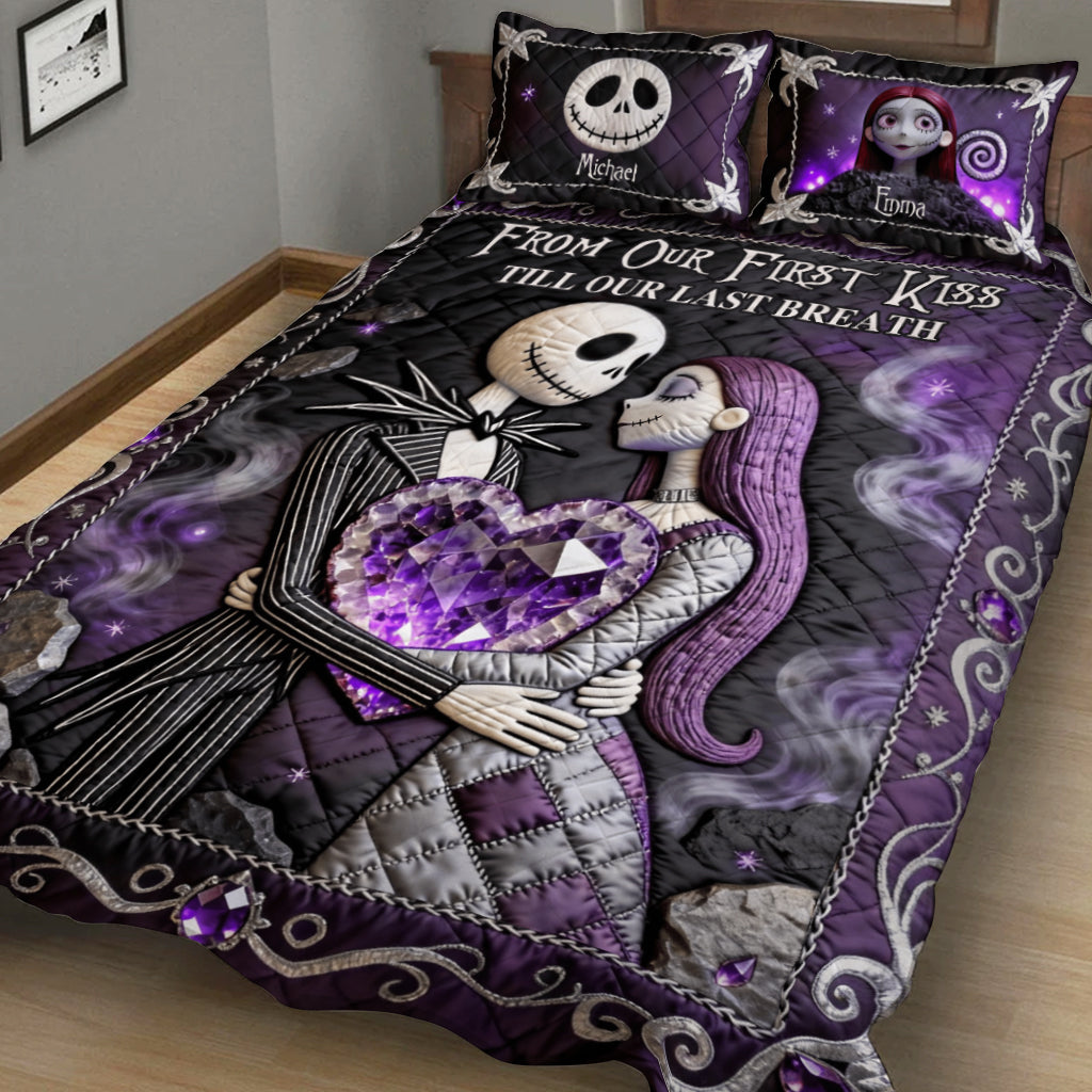 Personalized Nightmare Before Christmas Quilt Set for Couples Quilt Set GradoCreations