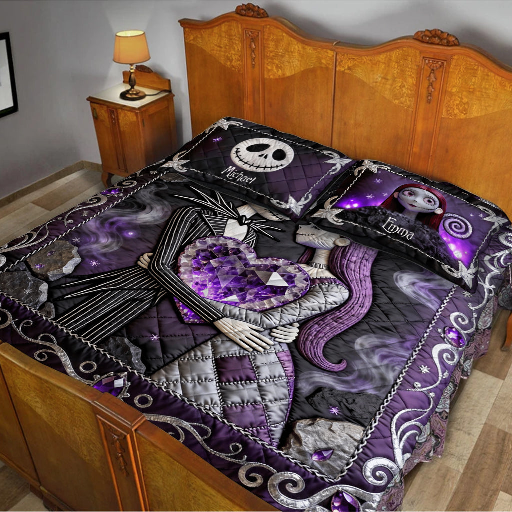 Personalized Nightmare Before Christmas Quilt Set for Couples Quilt Set GradoCreations