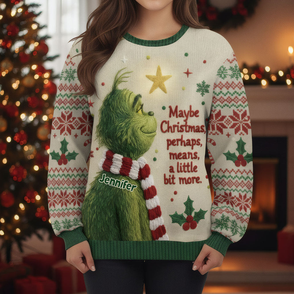 Personalized Grinch Christmas Ugly Sweater Custom Name Gift Ugly Sweater GradoCreations