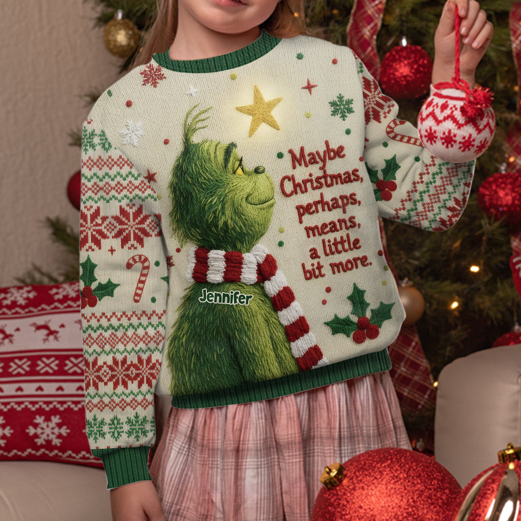 Personalized Grinch Christmas Ugly Sweater Custom Name Gift Ugly Sweater GradoCreations
