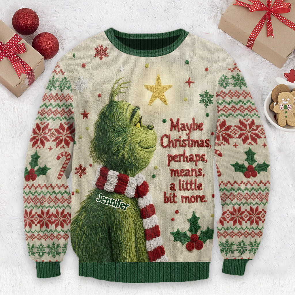 Personalized Grinch Christmas Ugly Sweater Custom Name Gift Ugly Sweater GradoCreations