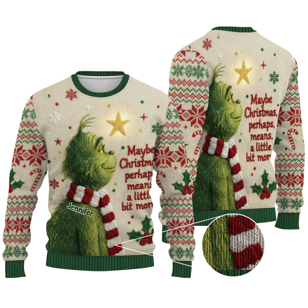 Personalized Grinch Christmas Ugly Sweater Custom Name Gift Ugly Sweater GradoCreations