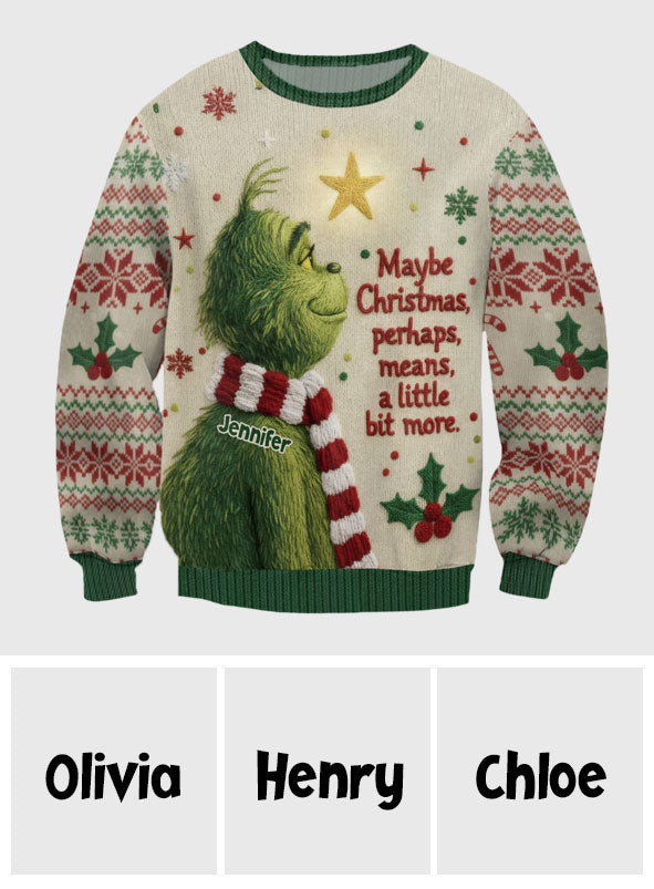 Personalized Grinch Christmas Ugly Sweater Custom Name Gift Ugly Sweater GradoCreations