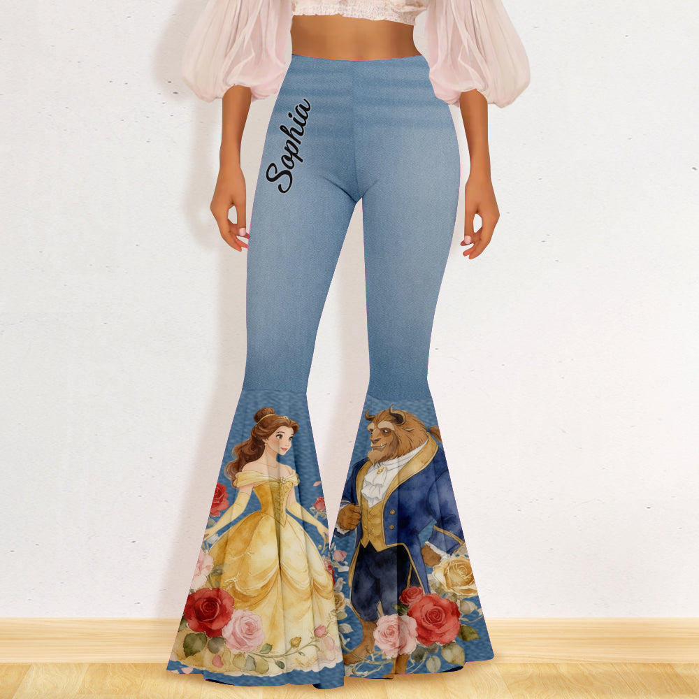 Personalized Beauty and the Beast Flare Leggings for Women Flare Leggings GradoCreations