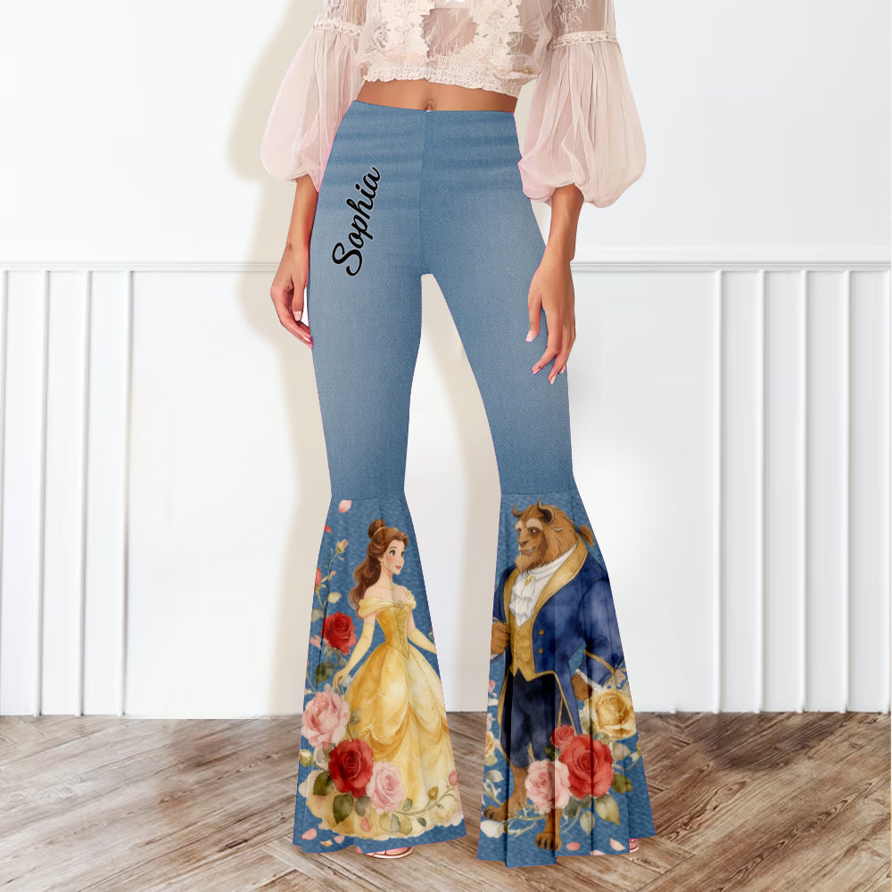 Personalized Beauty and the Beast Flare Leggings for Women Flare Leggings GradoCreations