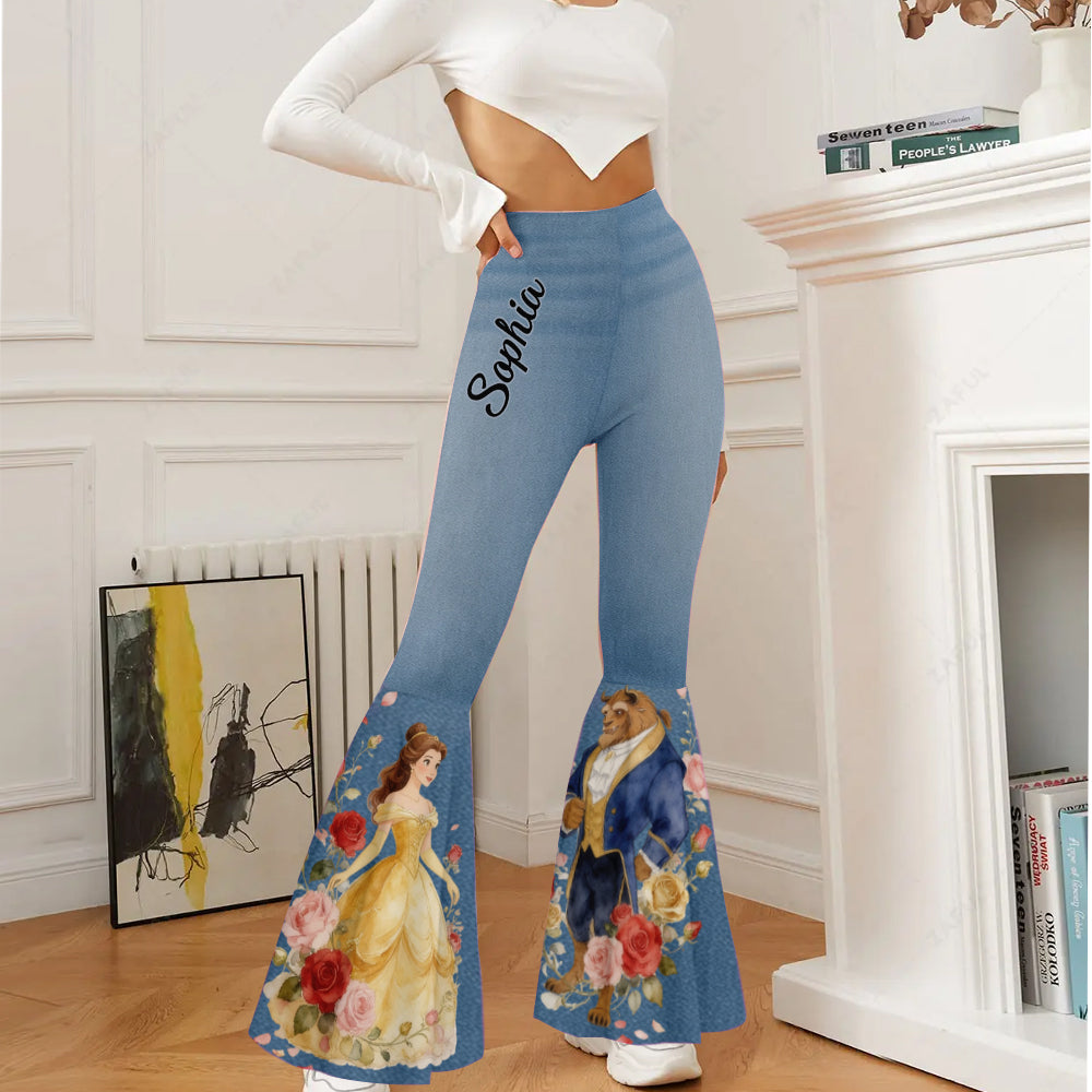 Personalized Beauty and the Beast Flare Leggings for Women Flare Leggings GradoCreations