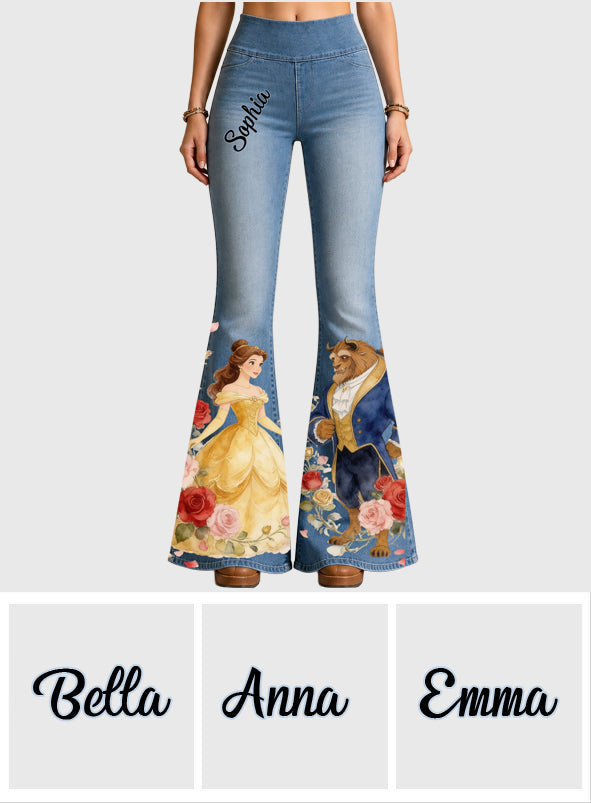 Personalized Beauty and the Beast Flare Leggings for Women Flare Leggings GradoCreations