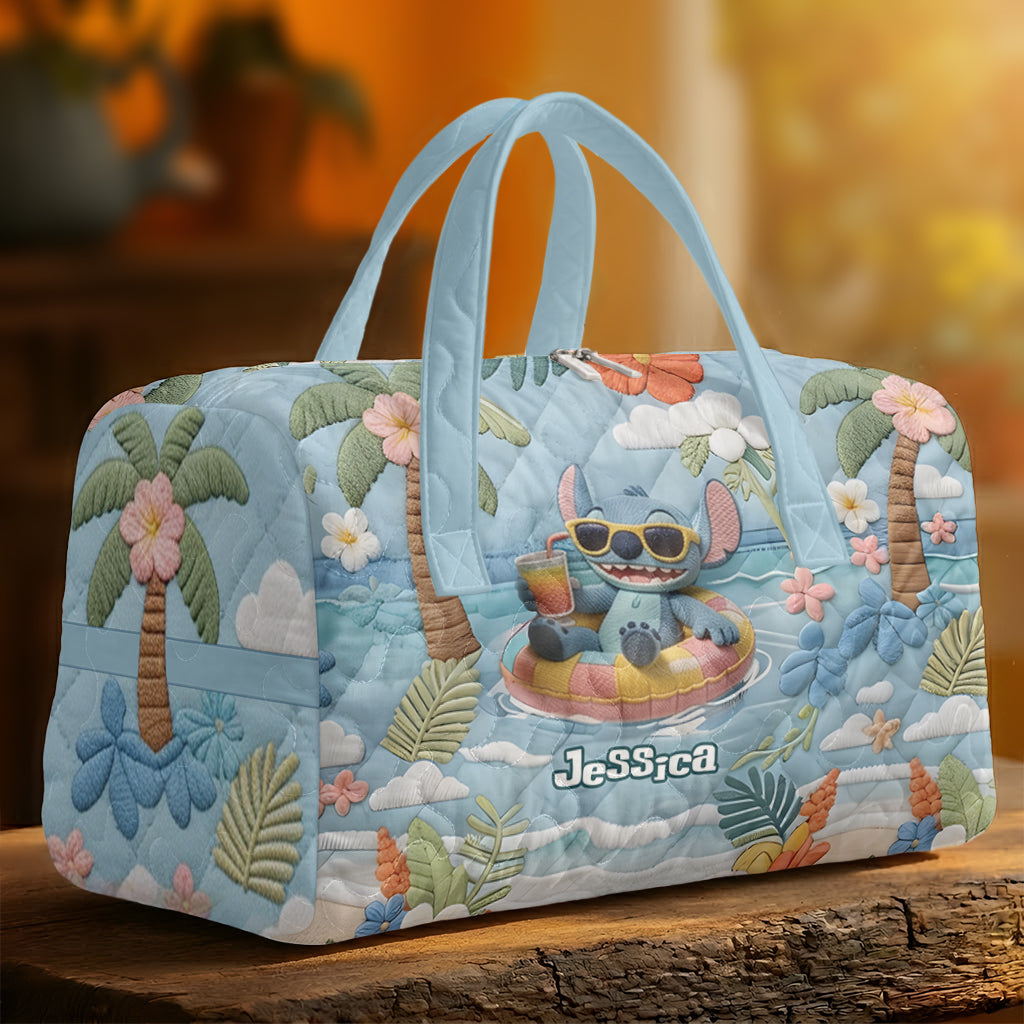 Personalized Ohana Quilt Duffle Bag & Plush Charm for Summer | Custom Name Gift Quilt Duffle Bag & Plush Charm GradoCreations