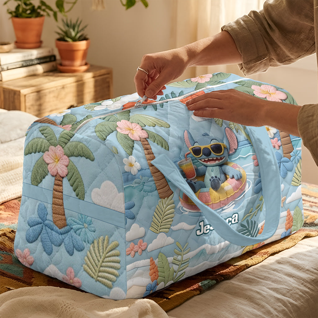 Personalized Ohana Quilt Duffle Bag & Plush Charm for Summer | Custom Name Gift Quilt Duffle Bag & Plush Charm GradoCreations