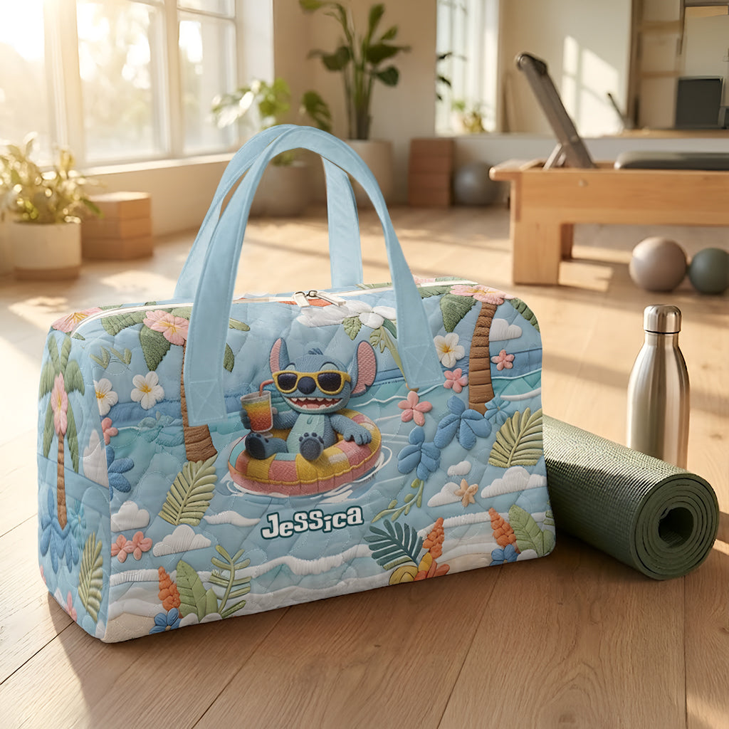 Personalized Ohana Quilt Duffle Bag & Plush Charm for Summer | Custom Name Gift Quilt Duffle Bag & Plush Charm GradoCreations