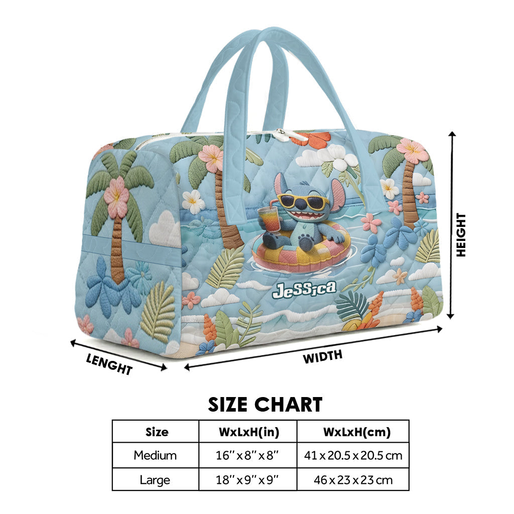 Personalized Ohana Quilt Duffle Bag & Plush Charm for Summer | Custom Name Gift Quilt Duffle Bag & Plush Charm GradoCreations
