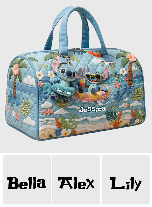 Personalized Ohana Quilt Duffle Bag & Plush Charm for Summer | Custom Name Gift Quilt Duffle Bag & Plush Charm GradoCreations
