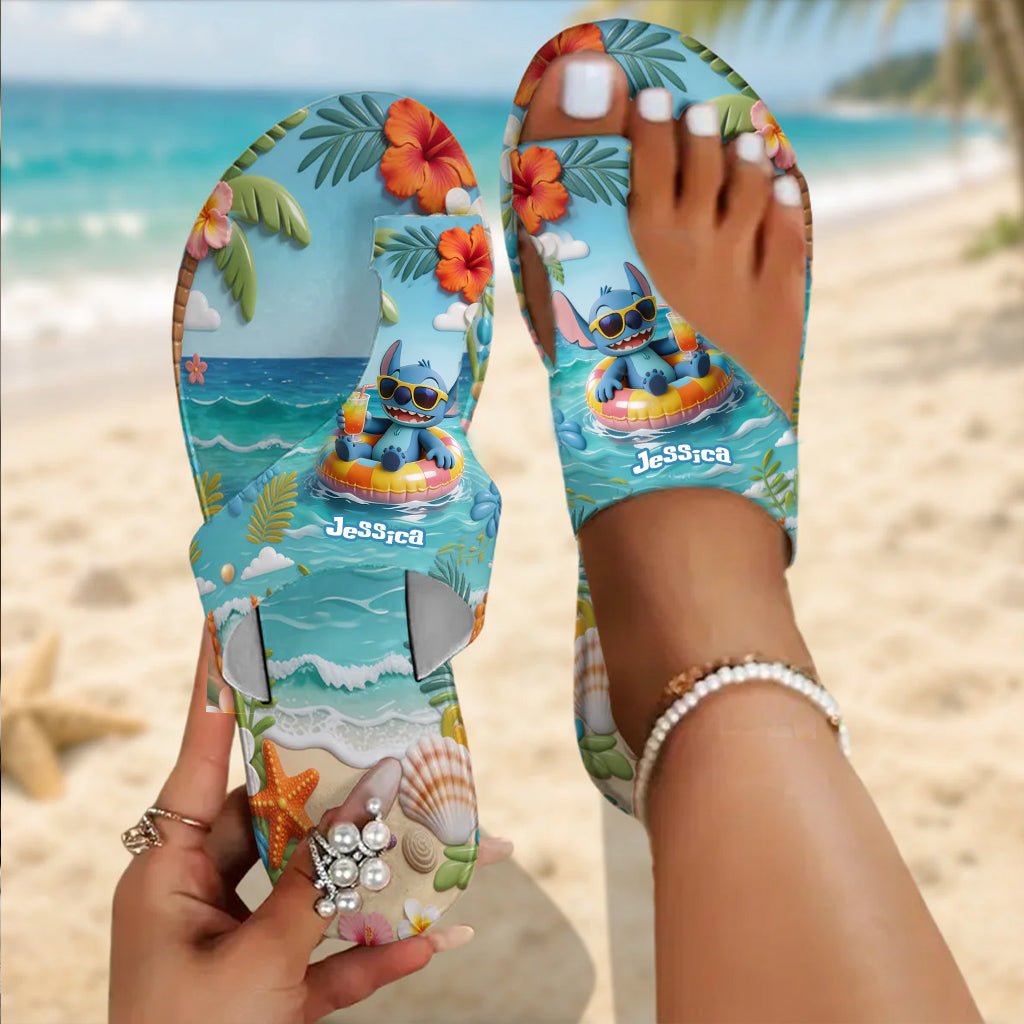 Personalized Open Toe Sandals with Summer Vibes Custom Name Gift Open Toe Sandals GradoCreations