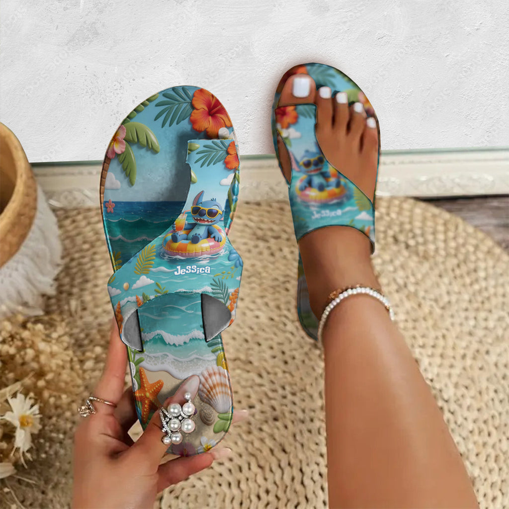 Personalized Open Toe Sandals with Summer Vibes Custom Name Gift Open Toe Sandals GradoCreations