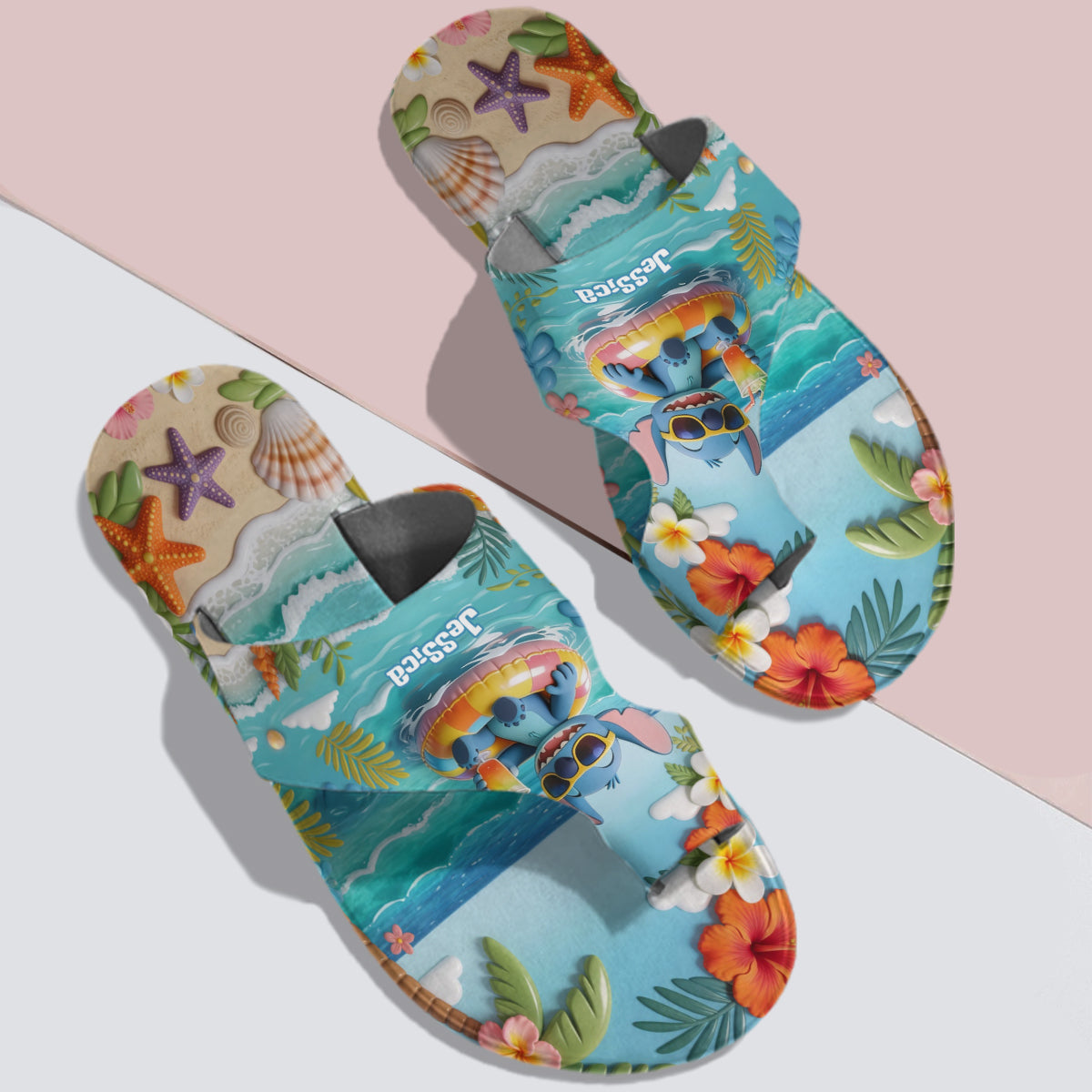 Personalized Open Toe Sandals with Summer Vibes Custom Name Gift Open Toe Sandals GradoCreations