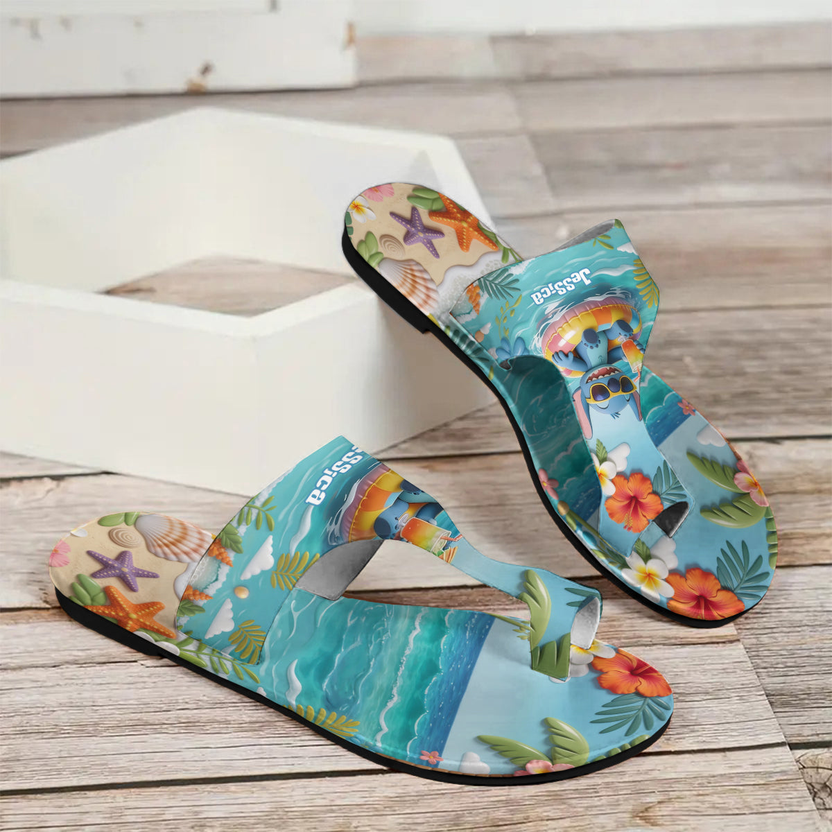 Personalized Open Toe Sandals with Summer Vibes Custom Name Gift Open Toe Sandals GradoCreations