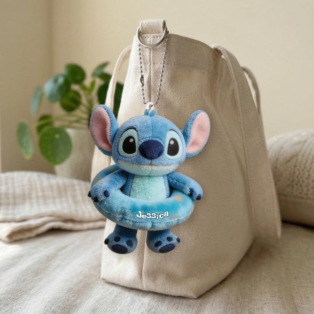 Personalized Beach Bag with Plush Keychain for Girls - Summer Vibes Beach Bag With Plush Charm GradoCreations