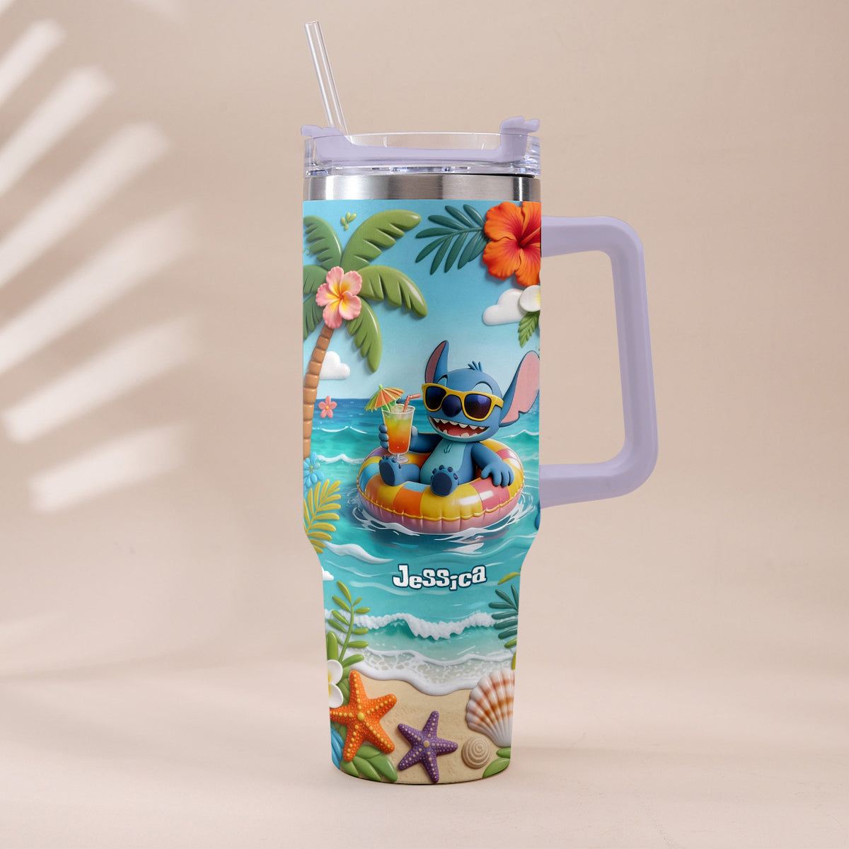 Personalized Ohana Tumbler with Plush Charm for Summer | Custom Name Gift Tumbler With Plush Charm GradoCreations