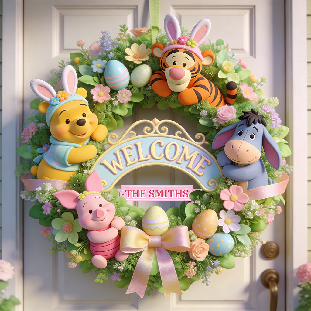 Personalized Easter Yellow Bear Wood Sign Custom Gift Wood Sign GradoCreations