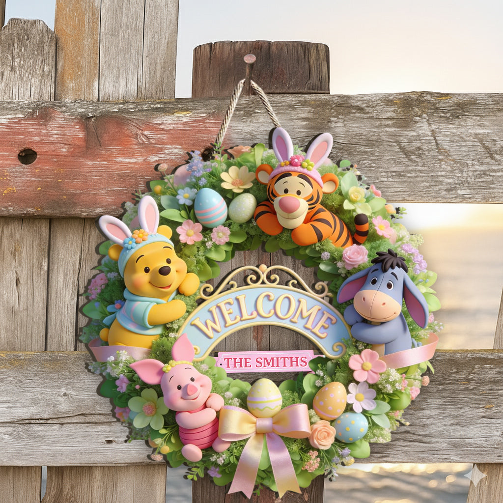 Personalized Easter Yellow Bear Wood Sign Custom Gift Wood Sign GradoCreations