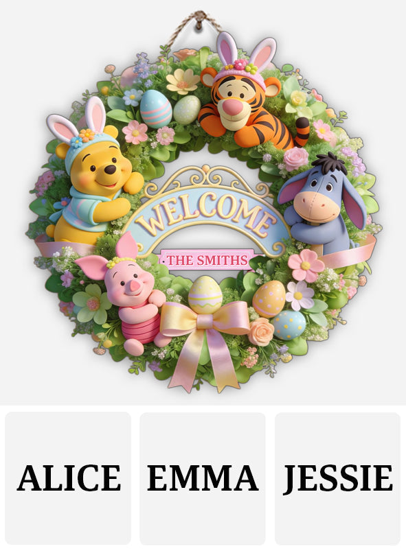 Personalized Easter Yellow Bear Wood Sign Custom Gift Wood Sign GradoCreations