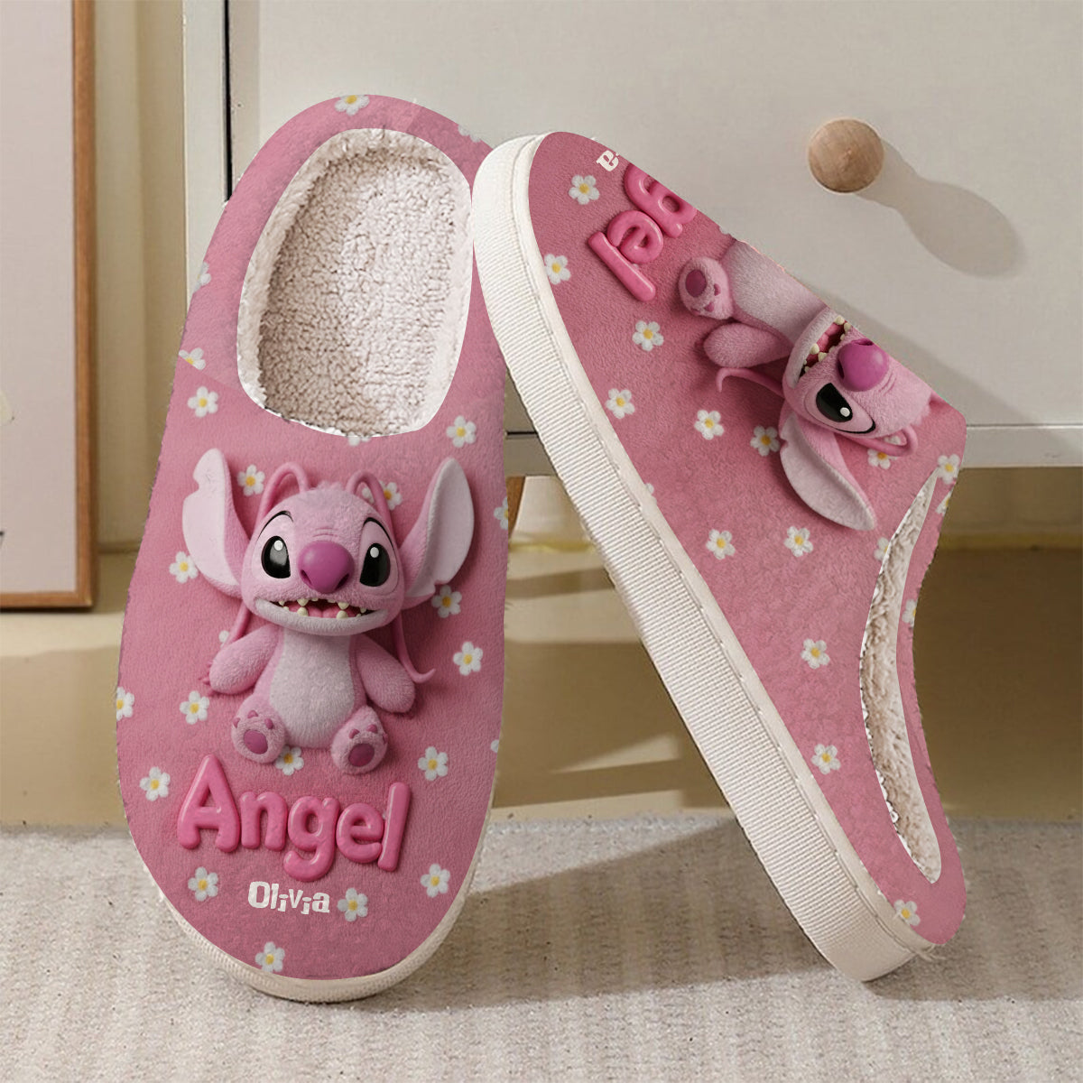 Personalized Fluffy Monster Slippers Custom Name Gift for Kids Slippers GradoCreations