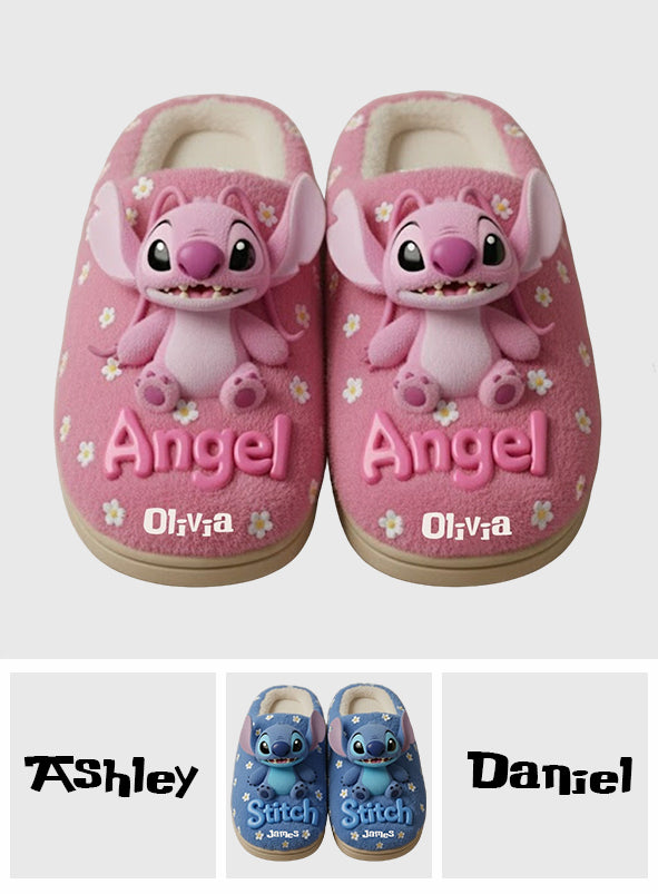 Personalized Fluffy Monster Slippers Custom Name Gift for Kids Slippers GradoCreations