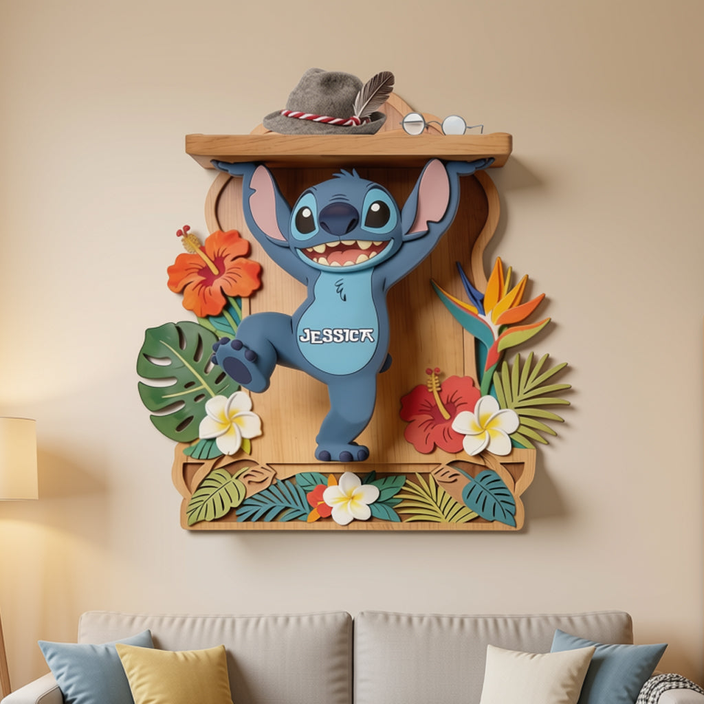 Personalized Wooden Floating Shelf Custom Name Ohana Gift Wooden Floating Shelf GradoCreations