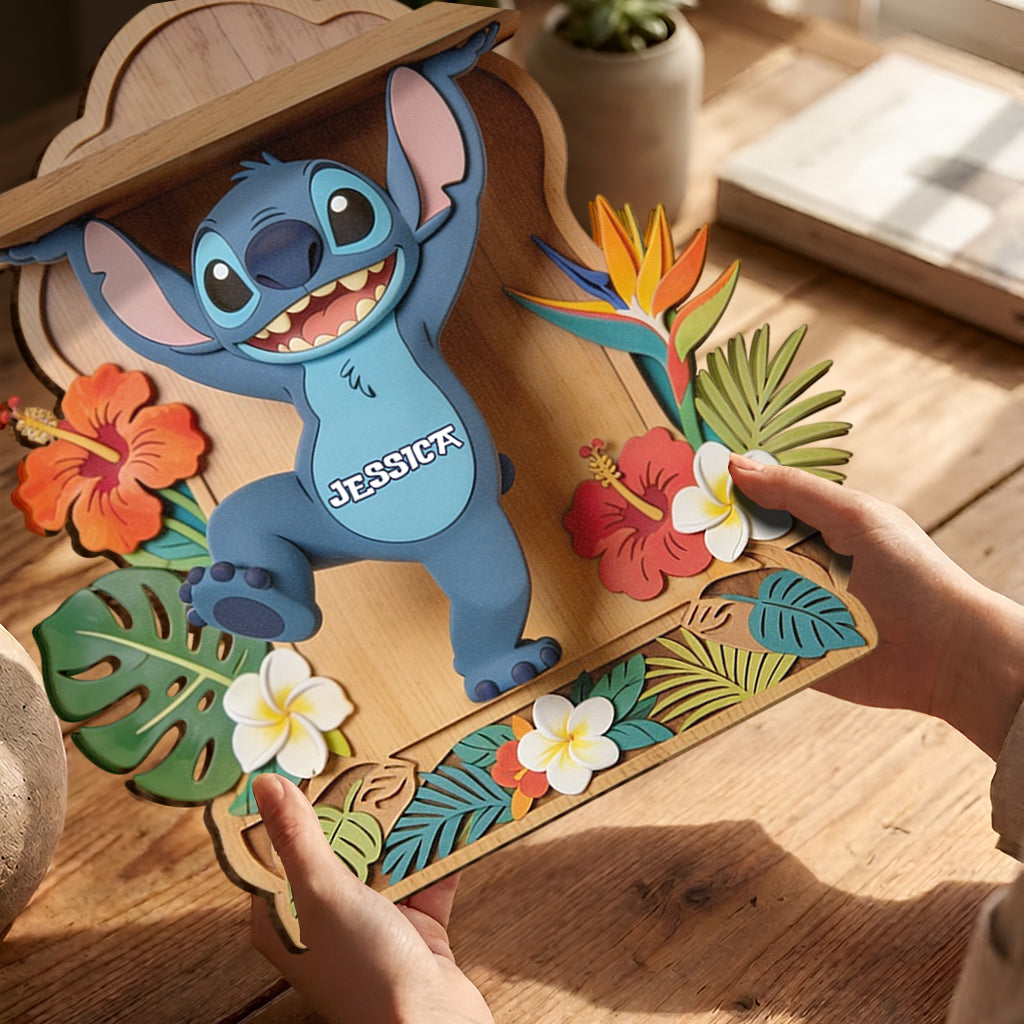Personalized Wooden Floating Shelf Custom Name Ohana Gift Wooden Floating Shelf GradoCreations