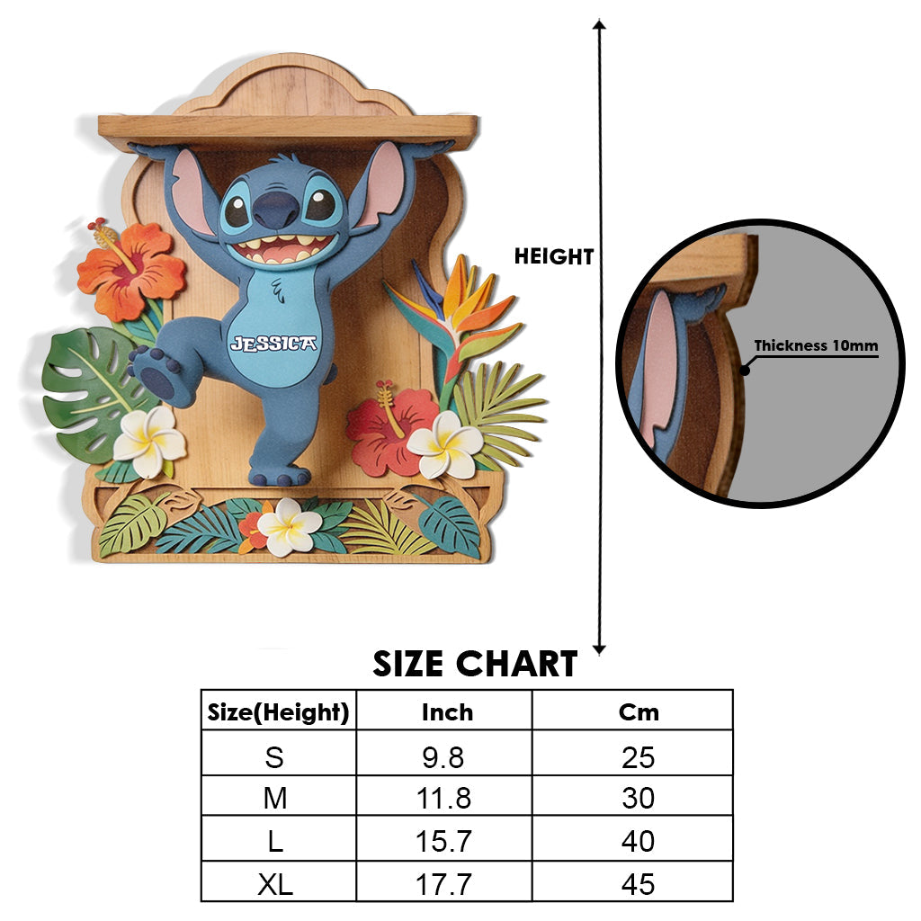 Personalized Wooden Floating Shelf Custom Name Ohana Gift Wooden Floating Shelf GradoCreations