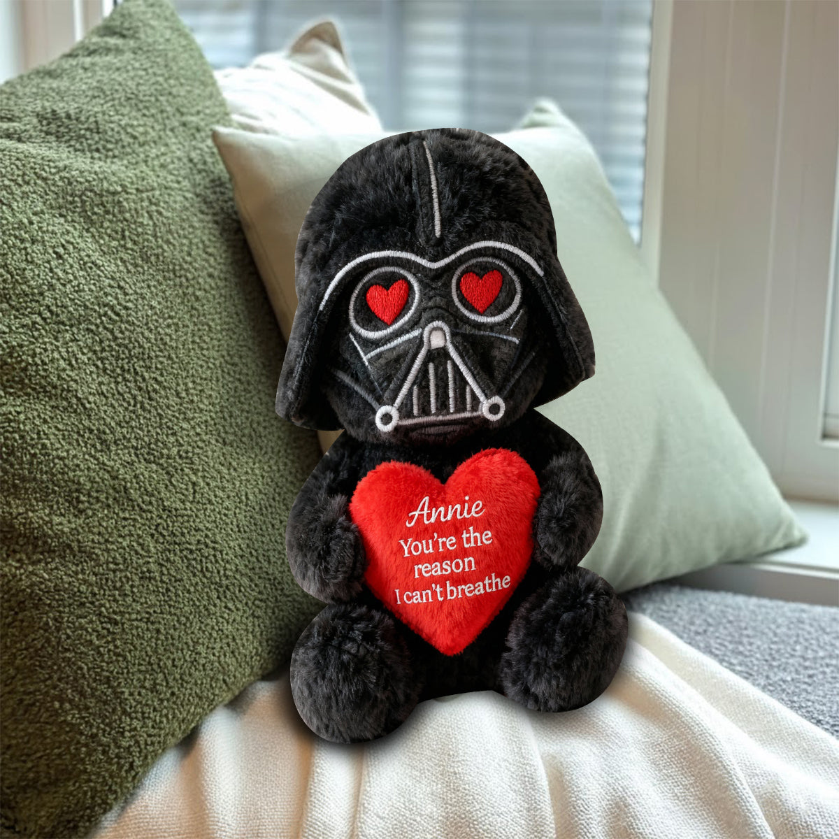 Personalized Darth Vader Faux Fur Pillow Gift for Couples Faux Fur Shaped Pillow GradoCreations