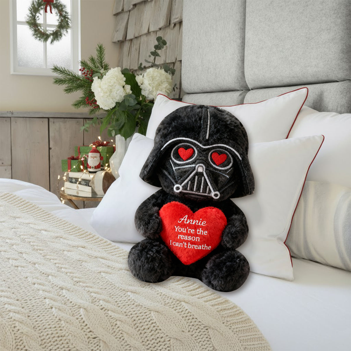 Personalized Darth Vader Faux Fur Pillow Gift for Couples Faux Fur Shaped Pillow GradoCreations