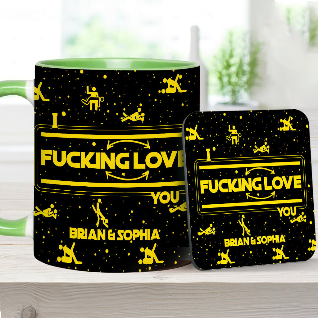Personalized Accent Mug & Coaster Gift for Couples - Custom Name Design Accent Mug & Coaster GradoCreations