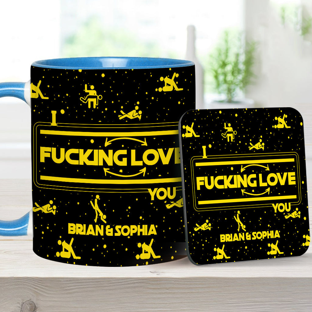 Personalized Accent Mug & Coaster Gift for Couples - Custom Name Design Accent Mug & Coaster GradoCreations