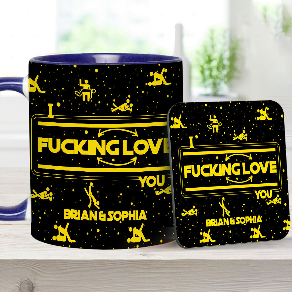 Personalized Accent Mug & Coaster Gift for Couples - Custom Name Design Accent Mug & Coaster GradoCreations