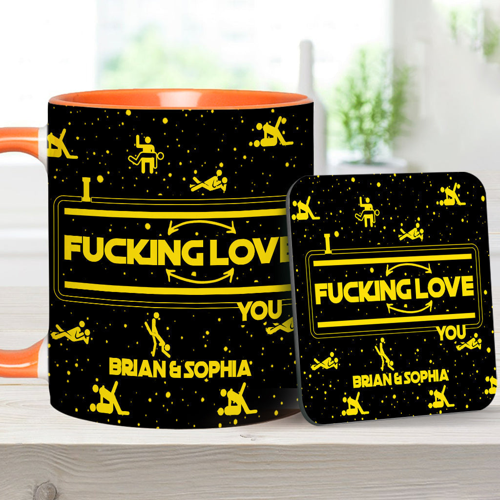 Personalized Accent Mug & Coaster Gift for Couples - Custom Name Design Accent Mug & Coaster GradoCreations
