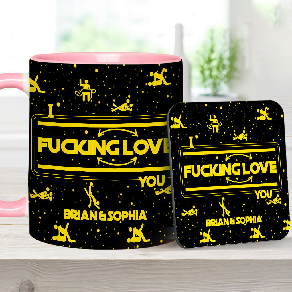 Personalized Accent Mug & Coaster Gift for Couples - Custom Name Design Accent Mug & Coaster GradoCreations