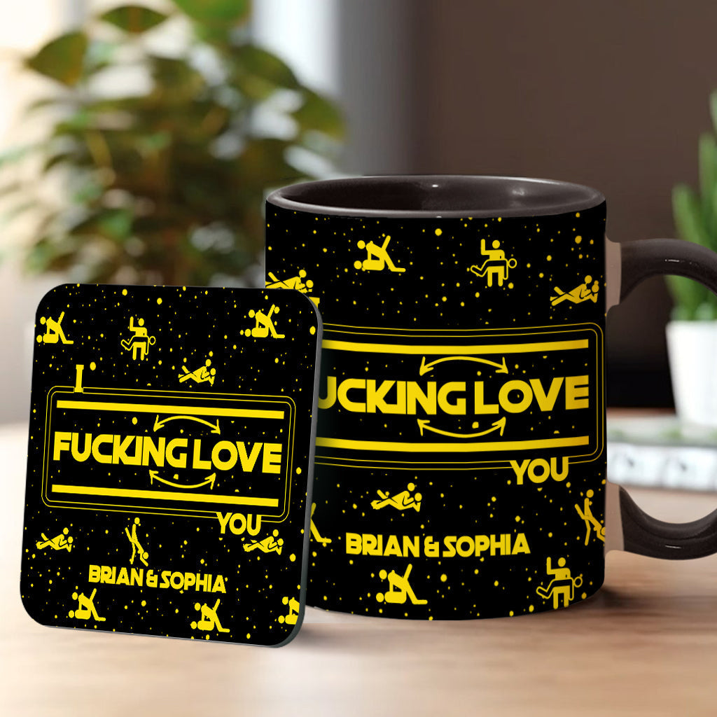 Personalized Accent Mug & Coaster Gift for Couples - Custom Name Design Accent Mug & Coaster GradoCreations