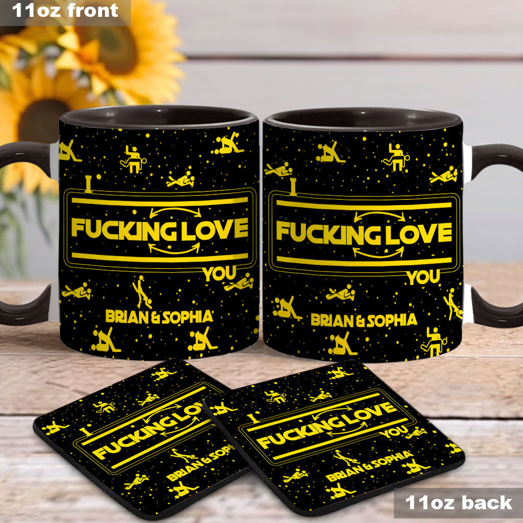 Personalized Accent Mug & Coaster Gift for Couples - Custom Name Design Accent Mug & Coaster GradoCreations