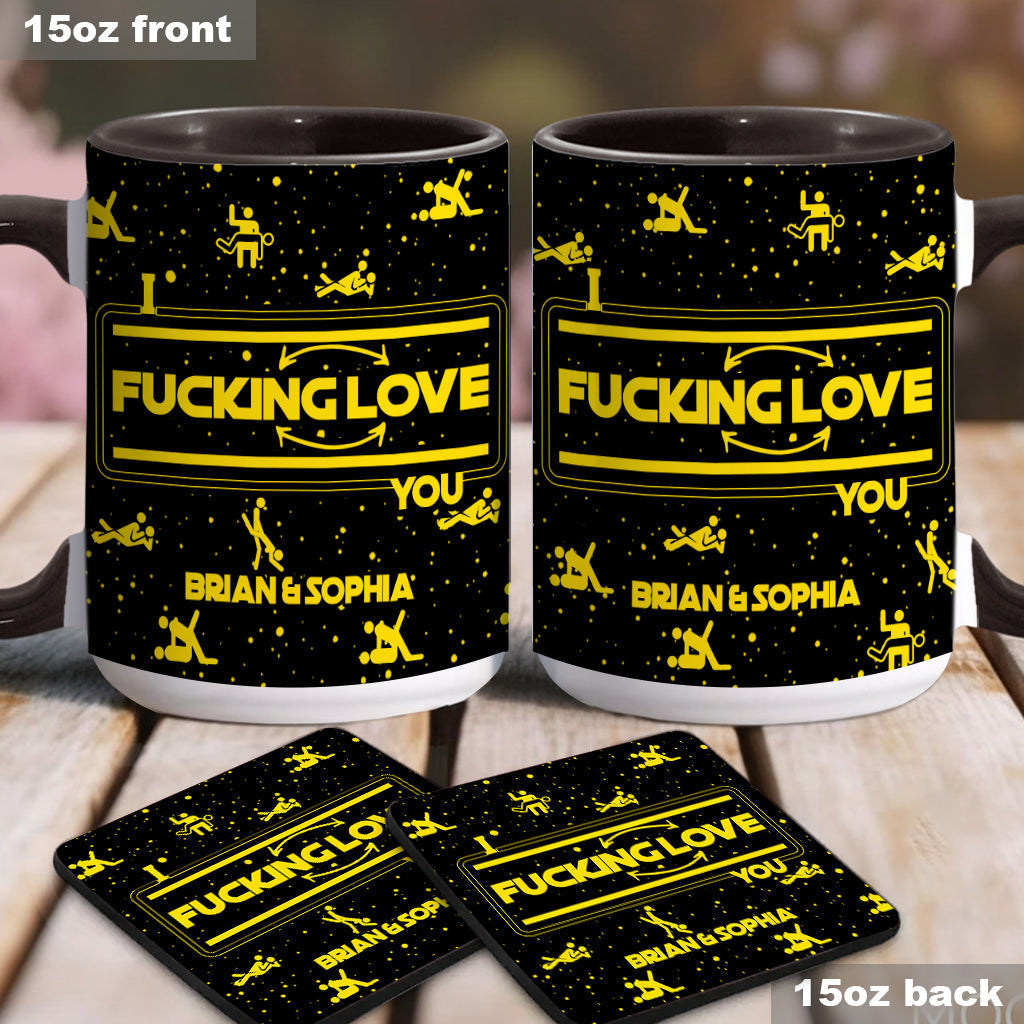 Personalized Accent Mug & Coaster Gift for Couples - Custom Name Design Accent Mug & Coaster GradoCreations