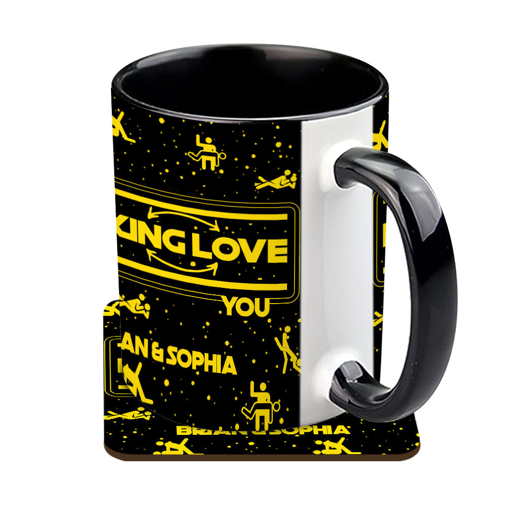 Personalized Accent Mug & Coaster Gift for Couples - Custom Name Design Accent Mug & Coaster GradoCreations
