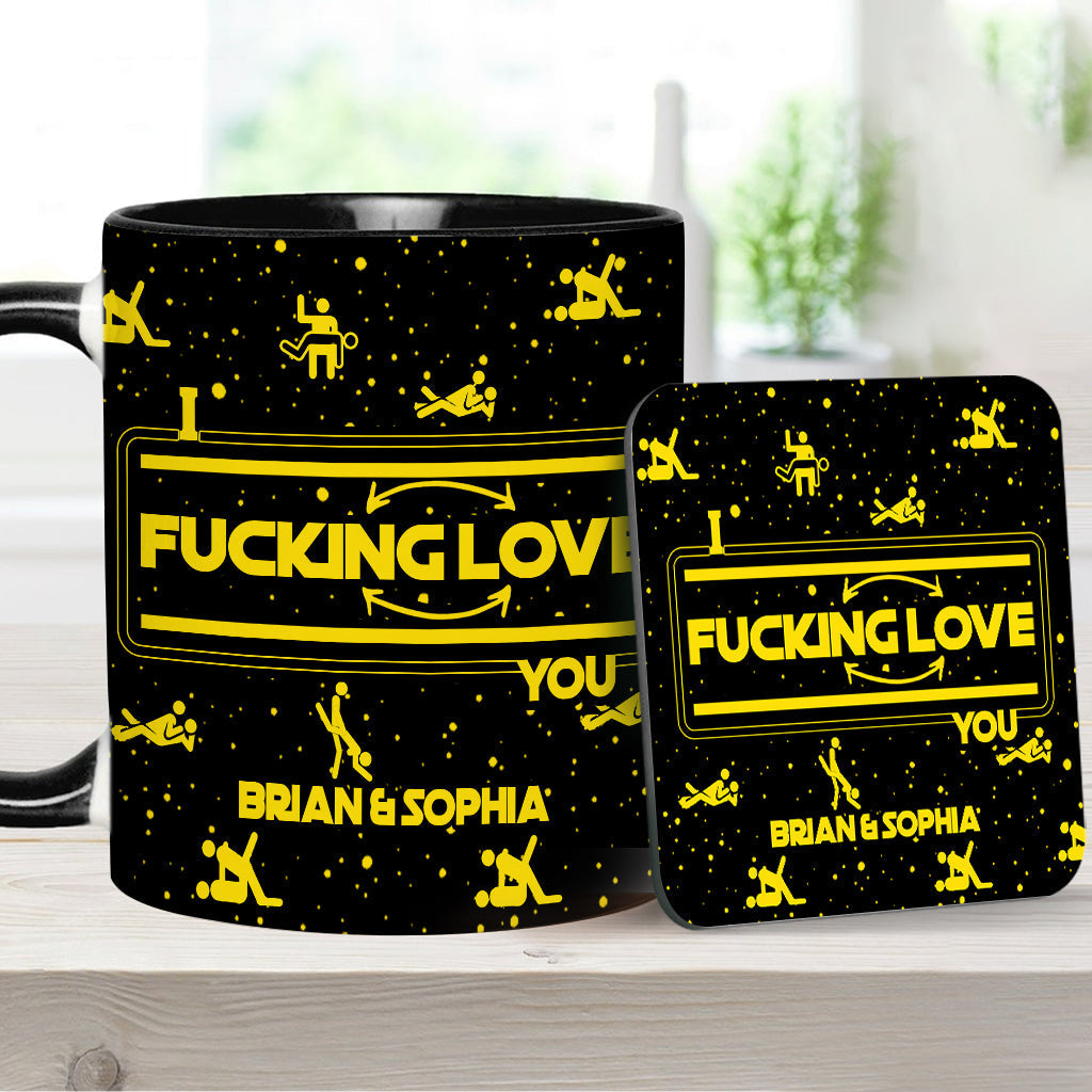 Personalized Accent Mug & Coaster Gift for Couples - Custom Name Design Accent Mug & Coaster GradoCreations