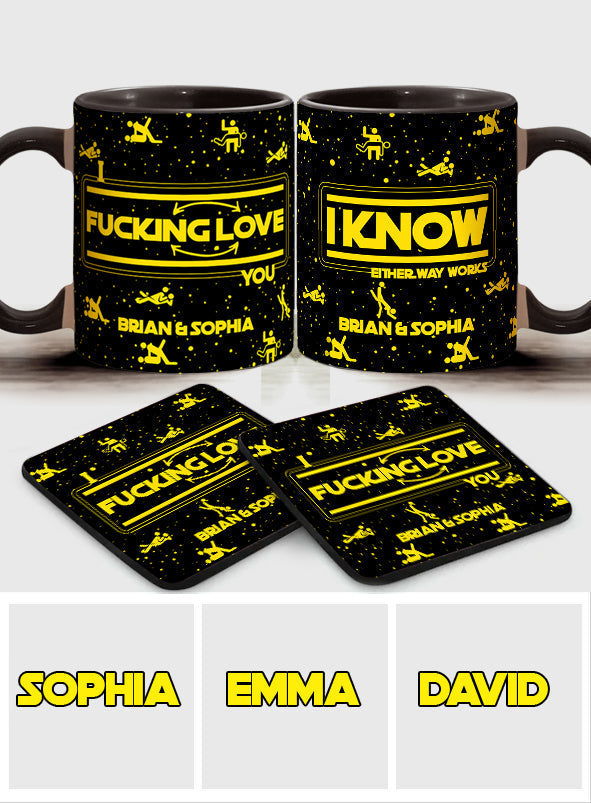 Personalized Accent Mug & Coaster Gift for Couples - Custom Name Design