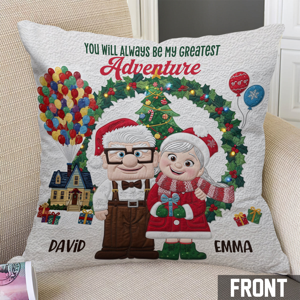 Personalized Couple Throw Pillow Custom Names Holiday Gift Throw Pillow GradoCreations