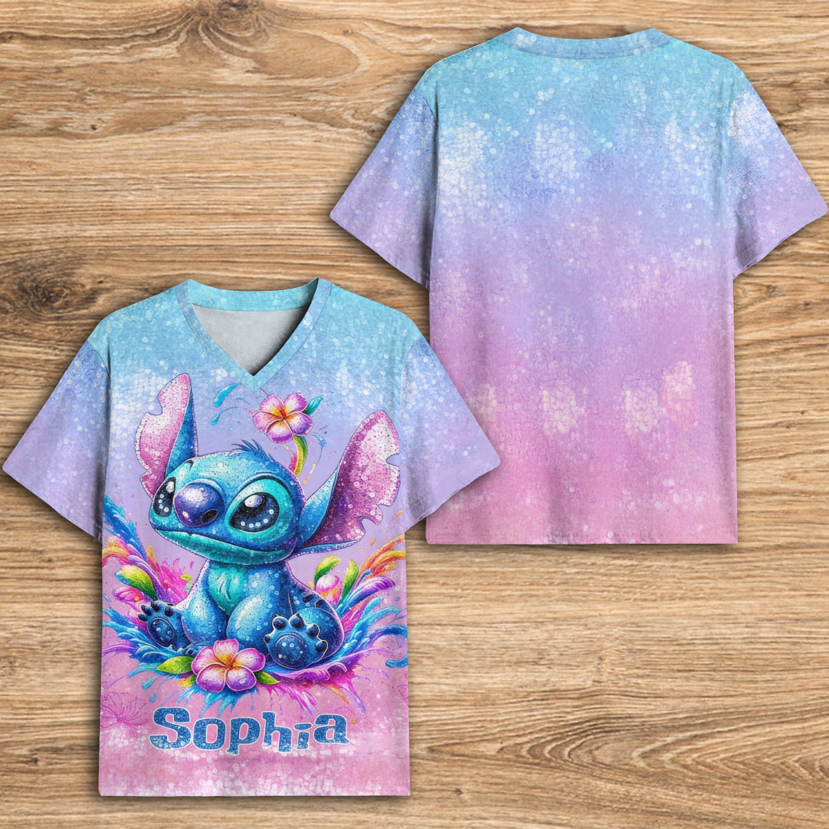 Personalized Fully Printed V-Neck T-Shirt with Cute Design for Kids & Adults Fully Printed V-Neck T-Shirt GradoCreations